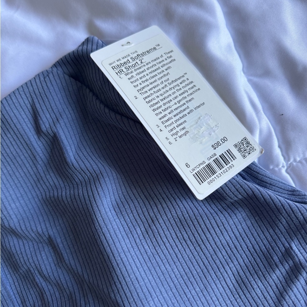 ๐๐ Lululemon Ribbed Softstreme High Rise Short 2โ - Oasis Blue - Picture 6 of 8